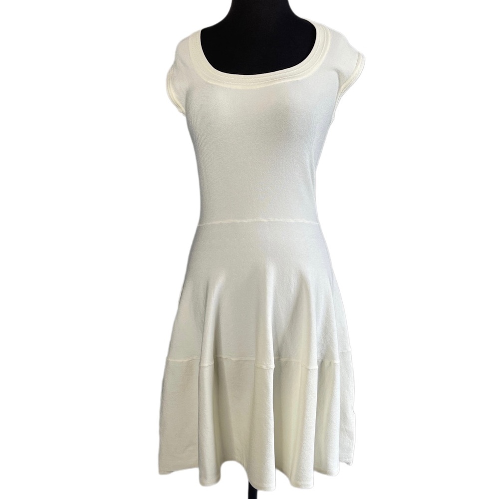 REBECCA TAYLOR White Cap Sleeve Fit & Flare Dress